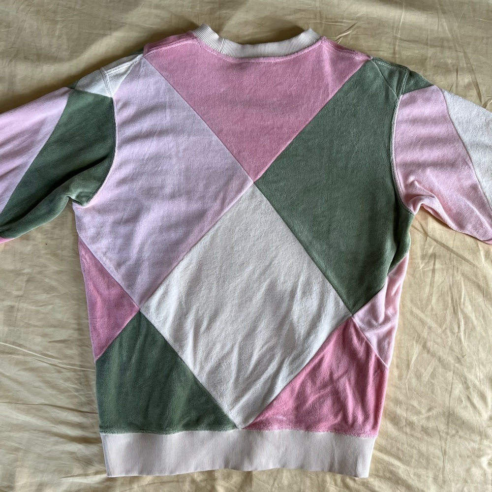 Teddy Fresh Unisex Diamond Patchwork Velour Crewneck - Picture 3 of 7